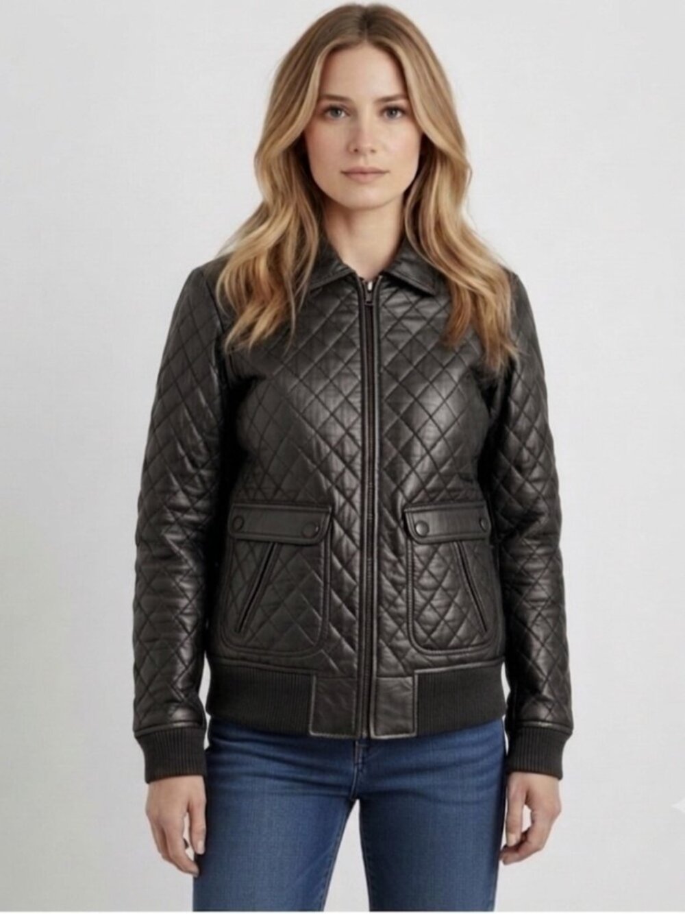 Corpus Black Lambskin Quilted Leather Jacket - Small